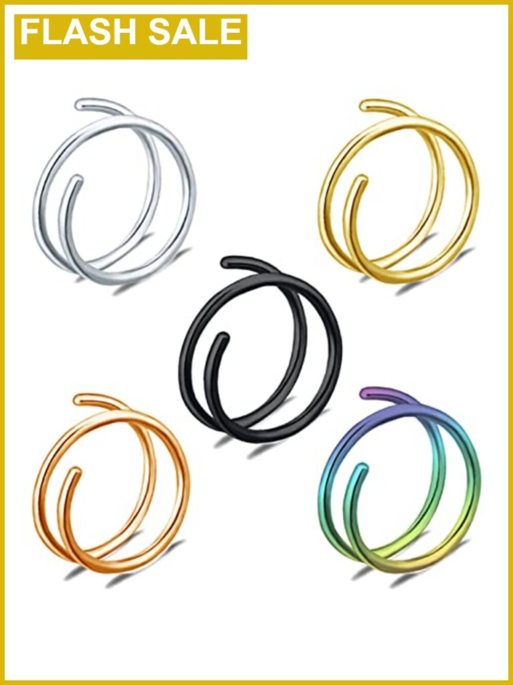 18G & 20G Double Nose Ring Stainless Steel Spiral Hoops
